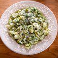 Orecchiette scattered with salted ricotta.