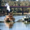 A Murry Paddle steamer comes in to Echuca Wharf.