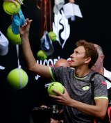 In demand ... Denis Istomin caused the upset of the tournament, beating defending champion Novak Djokovic in the second round.