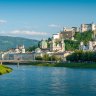 View of Salzburg from the river Salzach.