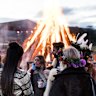 Around the bonfire at Huon Valley Mid-Winter Festival in Tasmania.