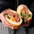 Grilled pork sausage banh mi at Phuoc Hung Baker, Richmond.