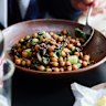 Spiced chickpeas and spinach.