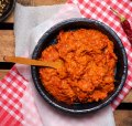 Ajvar, a condiment made from red capsicum, garlic, eggplant and chillies.