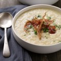 Potato and leek soup with parmesan.