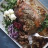 Zaatar roasted lamb shoulder with pomegranate salad.