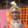 Young Masai man outside a shop in Nairobi.
