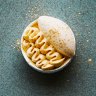 Spiced pumpkin creme diplomat, shiitake ice-cream and meringue.