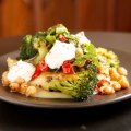 Broccoli with chickpeas and labna at Little Andorra in Carlton.