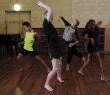 Australian Talented Youth Project at the ANU School of Music. A dance class in progress, from left, Jonah Johnston, 15, of Cairns, Zeke Guest, 19, of Launceston, Ursula Taylor, 17, of Yarralumla and Kaelee Hamlett, 16, of Perth.