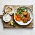 'Naked' cauliflower and kimchi falafels.
