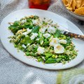 Spring tabbouleh with peas, asparagus and broad beans.
