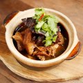 The pork hock in a clay pot is made from scratch. 