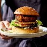 A vegetarian burger made using a legume-based patty from v2Food.