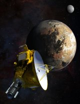 An artists rendition of the New Horizons spacecraft nearing Pluto. Soon we should see photos transmitted from it. 