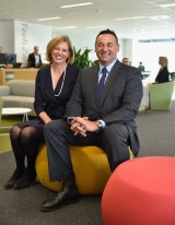 Susan Ferrier and Con Tragakis in KPMG's new $7 million "agile'' workspace in the company's Adelaide office.