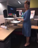 Anna-Louise Bouvier and her sit/stand desk.