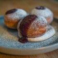 Doughnuts with Davidson plum jam and lavender Chantilly.