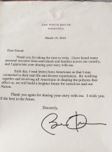 A letter from President Barack Obama to journalist Helen Pitt.