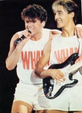 George Michael and Wham! bandmate Andrew Ridgeley in 1983.