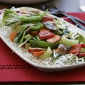 Crispy vermicelli topped with stir-fried vegies.