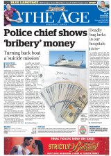 The front page of <i>The Age</i> on June 17, 2015, with the exclusive cash-for-turnbacks story.