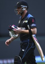 Lost opportunity: Brendon McCullum cuts a dejected figure after his dismissal.