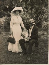 In happy days: Former roller skating champion Ruby Clifton, nee Beyer, and her actor husband Max Clifton with their baby, son Dan Clifton, in 1910, before tragedy struck. 