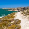 Views along the South Australian coastline on the Yorke Peninsula, with two women on walking trail