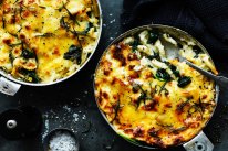 Dan Lepard's spinach and rosemary macaroni cheese.