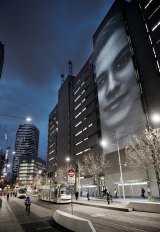 RMIT Urban Animators: Living Laboratory, Swanston Street, with a projection of Allyn Laing's ''Fabric''. 