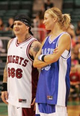Courting: Before they were a couple, Benji Madden and Cameron Diaz played against each other for a celebrity basketball match in 2004.