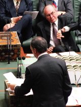 Prime time: Keating as PM in Parliament in 1995, facing then opposition leader John Howard. 