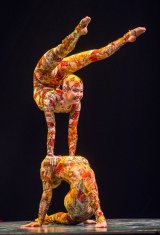 Cirque du Soleil contortionists perform in Kooza.