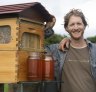 Father and son Stuart and Cedar Anderson with their invention the Flow Hive, which has been  patented around the world.