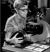 In this image taken in the 1970s and provided by the Carnegie Institution of Washington, Vera Rubin uses a measuring engine. 