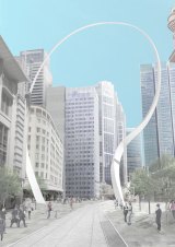 An artist's impression of the Cloud Arch sculpture, which will flank the new light rail along George Street.