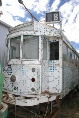 The Arkley art tram, owned by Chris Treganowan, is stored at an undisclosed location outside Melbourne.