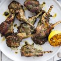 Parsley and coriander lamb chops with quick Moroccan couscous.