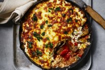 Cheesy one-pan eggplant bake with 'nduja.