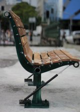 The Bitter Bench, mechanically rigged to tip people off when they sit, also 
played recorded testimonies of the homeless.