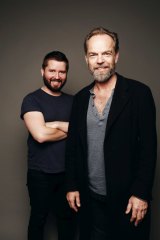 Williams with actor Hugo Weaving in 2014, ahead of the STC's <i>Macbeth</i>.