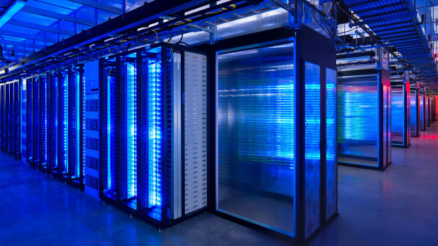 The server room at Facebook's data centre in Prineville, Oregon.