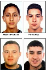 Moussa Oukabir, Said Aallaa, Mohamed Hychami and Younes Abouyaaqoub, who are suspects wanted in connection with the Spanish attacks.