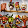 Mayan wooden masks for sale in  Chichicastenango.