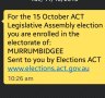 ACT election: Commission sends text messages to remind voters