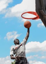 Deng Adel works on his game at a local basketball court in Fitzroy.