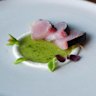 Bonito and fermented cucumber with a ring of feta at LuMi Bar & Dining.