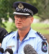 Cyclone Debbie evacuations: Police Inspector Roger Whyte speaks to the media.