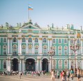 St. Petersburg, Russia - August 8, 2014: Tourists walking on the Palace square near Hermitage museum satfeb15sixbest